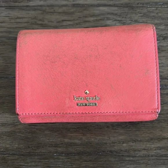 Lot of 2x [Kate Spade] Bi-Fold & Tri-Fold Pink Small Snap Button Close Wallets - Picture 11 of 16